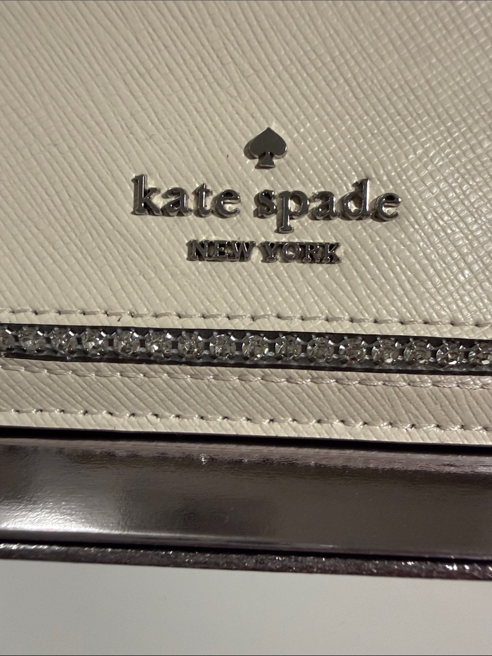 kate spade Cream Leather Card & Key Pocket with Crystal Accent - Picture 3 of 16